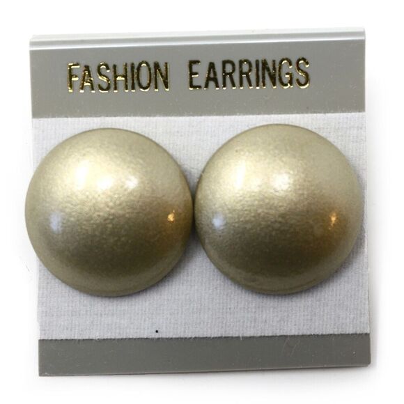 Vintage 80s Pierced Button Earrings Gold Metallic Look New Old Stock - Hey Viv - Picture 1 of 3